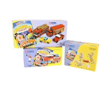 CORGI CLASSICS - CHIPPERFIELDS CIRCUS - a group of 3 boxed diecast vehicle sets, including set no. 31703 Land Rover, Morris M