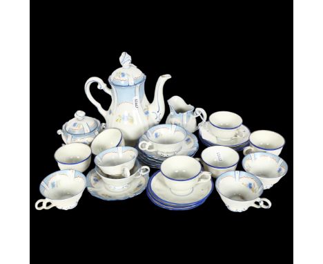 6 Eichwald blue-edged cups and saucers, and a Russian porcelain coffee service, marked STP 