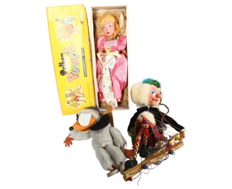 PELHAM PUPPETS - a group of 3 Pelham Puppets, including a boxed Cinderella, a Vintage Womble puppet, and a drunken Scotsman p