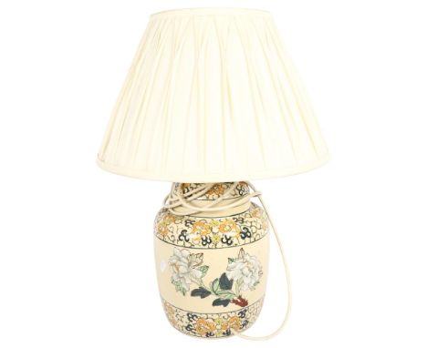 A modern ceramic Chinese table-top lamp, with associated shade, height including shade 54cm 