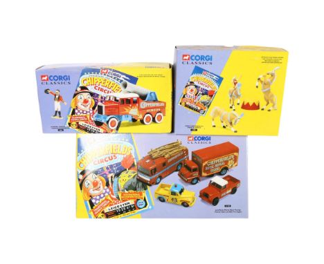 CORGI CLASSICS - CHIPPERFIELDS CIRCUS - a group of 3 boxed diecast vehicles and associated sets, including set 31703 Land Rov