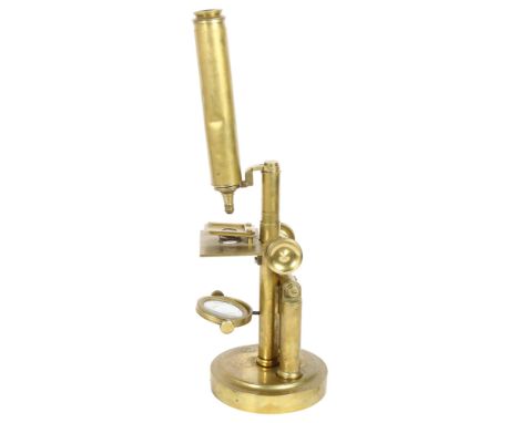 An Antique brass microscope (no maker's marks), overall height 46cm 