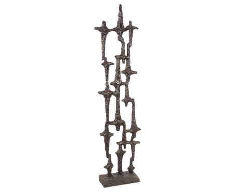 A modernist bronze brutalist design abstract sculpture, H84cmGood overall condition, no damage, unmarked 