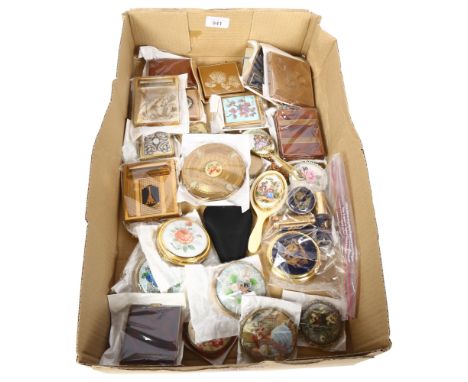 A box of Vintage French compacts, miniature hand mirrors etc 