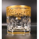 Six De Lamerie Fine Bone China heavily gilded Robert Adam Pattern Whisky Tumbler Glasses , in