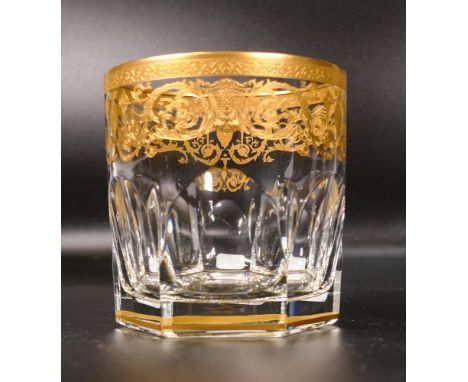 Six De Lamerie Fine Bone China heavily gilded Robert Adam Pattern Whisky Tumbler Glasses  , in presentation box &amp; bag, sp