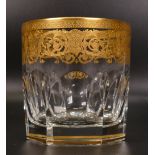 Four De Lamerie Fine Bone China heavily gilded Robert Adam Pattern Whisky Tumbler Glasses , in
