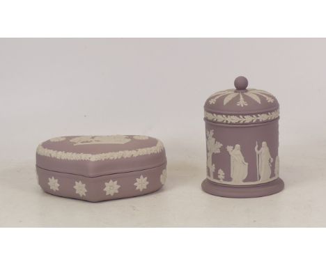 Wedgwood Lilac Jasper including Heart Shaped Lidded Trinket Box, Tall Circular Lidded Box Tallest 10cm (2)