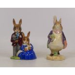 Royal Doulton Bunnykins Family Photograph DB1 and Border Fine Arts Beatrix Potter Old Mr Benjamin