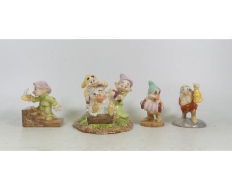 Royal Doulton Snow White And The Seven Dwarf Collection Including Grumpy's Bathtime SW20, Doc With Lantern SW19, Bashfuls Mel