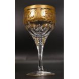Five De Lamerie Fine Bone China heavily gilded Robert Adam Pattern Red Wine Glasses , in