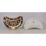 Royal Crown Derby, Old Imari 1128 Pattern Demi Lune Crescent Dishes (2)