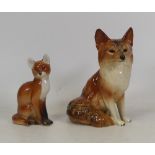 A Coopercraft Model of a Seated Fox together with Russian smaller example (2)