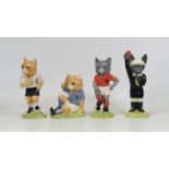 Four Beswick Footballing Felines Figures including Mee-ouch, Red card, Kitcat and Dribble (4)
