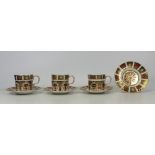 Royal Crown Derby, Three Old Imari 1128 Pattern Coffee Cans and Saucers and one extra saucer. (4)