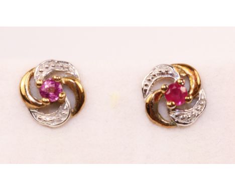Pair 9ct gold ruby stud ear-rings stamped 375   Condition Report   Click here for further images, condition, auction times & 