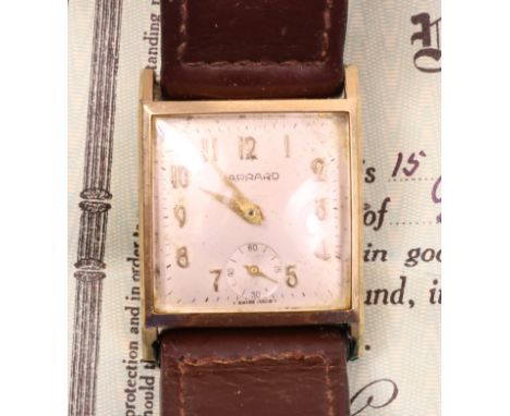 Gentleman's 1940's presentation 9ct gold watch by Gerrard hallmarked with original guarantee   Condition Report   Click here 