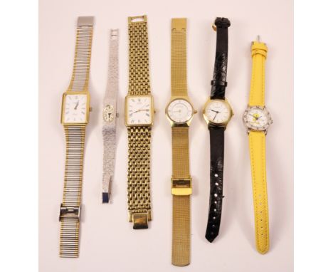 Skagen mother of pearl face gold colour mesh wristwatch and others including Rotary and Sekonda (6)    Condition Report   Cli