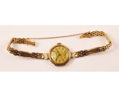 Swiss gold bracelet watch by Record Watch Co retailed by R Waldmann hallmarked 14ct on bracelet stamped 585 approx 15.6gm gro