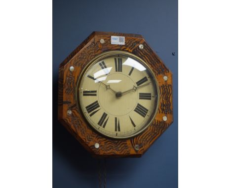 Early 19th century simulated rosewood octagonal wall clock, D36cm   Condition Report   Click here for further images, conditi
