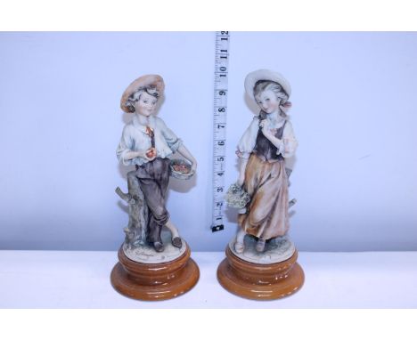 A pair of signed Nao figures on wooden bases 