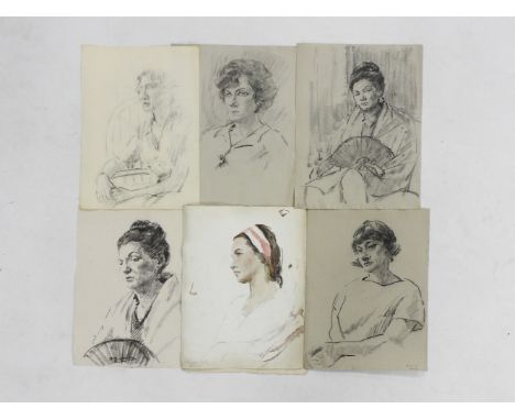 Mary (Molly) Dickinson: a folio of drawings, principally portraits, in different mediums, many signed. 1940's/50's/60'sThe ar