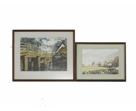 D CarterTHE CUMBRIAN FELLSWatercolourtogether with a Colchester Art School lithograph