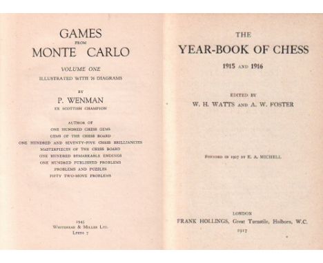 Monte Carlo 1901 - 1904. Wenman, P. Games from Monte Carlo. Volume I. Leeds, Whitehead &amp; Miller, 1945. 8°. Mit 76 Diagram