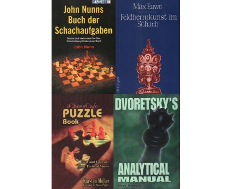 Mittelspiel, Endspiel und Aufgaben. Konvolut mit 38 Büchern und Kleinschriften in deutscher und englischer Sprache, meist aus