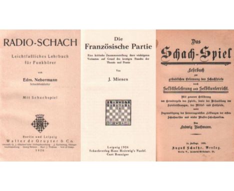 Nebermann, Edm. Radio - Schach. Leichtfaßliches Lehrbuch für Funkhörer. Berlin und Leipzig, de Gruyter, 1926. 8°. Mit vielen 