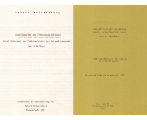 Meissenburg, Egbert. Bibliographie der Fernschachliteratur. Nebst Beiträgen zur Frühgeschichte des Fernschachspiels. 2. Aufla