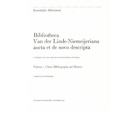 Linde - Niemeijer. Kruijswijk, K. W. Bibliotheca Van der Linde - Niemeijeriana aucta et de novo descripta. A catalogue of the