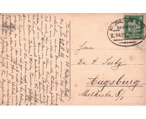 Bogoljubow, Frieda. Postalisch gelaufene schwarzweiße Postkarte mit eigenhändig geschriebenem Text in deutscher Sprache von F