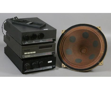 A Cyrus One integrated amplifier plus one other along with a Cyrus One tuner together with a full range Stentorian loud speak