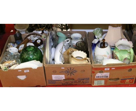 Three boxes of mixed china, glass and ornaments to include Royal Worcester examples.