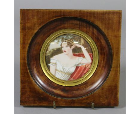 A framed portrait miniature of Josephine de Beauharnais (first wife of Napoleon Bonaparte). Signed S. Gray.