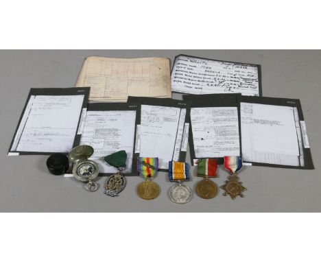 A group of five World War I Royal Navy Reserve medals. Lt. Commr. J. Willits. R. N. R. 1914-15 Star, British War Medal, Allie