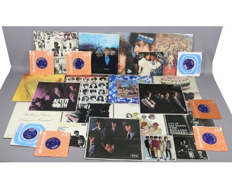 A collection of original Rolling Stones LP records and singles to include Decca mono albums Out of Our Heads, Aftermath The R