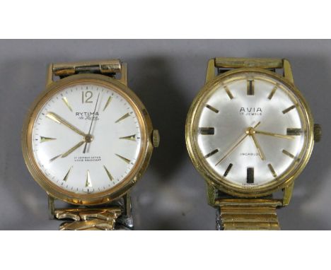 Two gents gold capped manual wristwatches: Avia and Rytima.