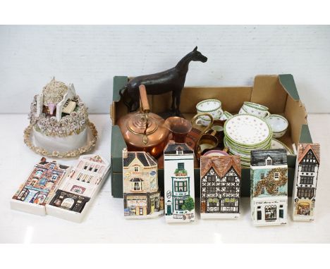 Mixed ceramics &amp; collectables to include a copper kettle, copper jug, wooden model of a horse, 'A Nation of Shopkeepers' 