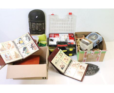 Large quantity of mixed collectables to include 6 albums of PHQ postcards, R/C car parts &amp; accessories, Mamod parts, cast