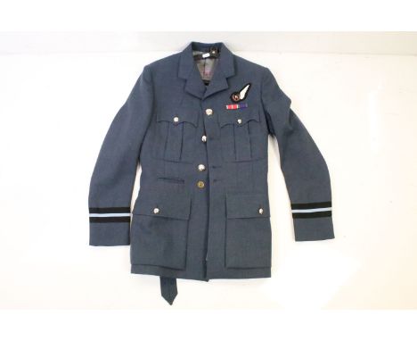 RAF No. 2 Dress Jacket, circa 1980's, with navigators wing badge and twin medal bar 