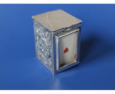 An embossed miniature silver playing card case containing two sets of cards (104) - Regd. 335974 - SJ, London  1899 -  Macmic