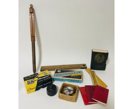 A Negretti &amp; Zambra hotbed thermometer &amp; voltmeter together with a small quantity of other collectors' items.