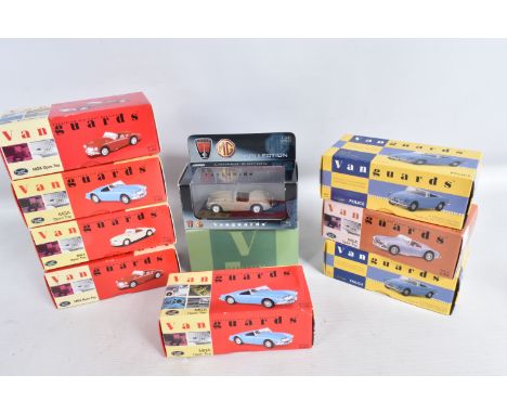 TEN BOXED 1:43 SCALE DIECAST VANGUARDS MGA AND MGB MODEL  VEHICLES, to include a Limited Edition MGA Open Top  no. VA05005, a