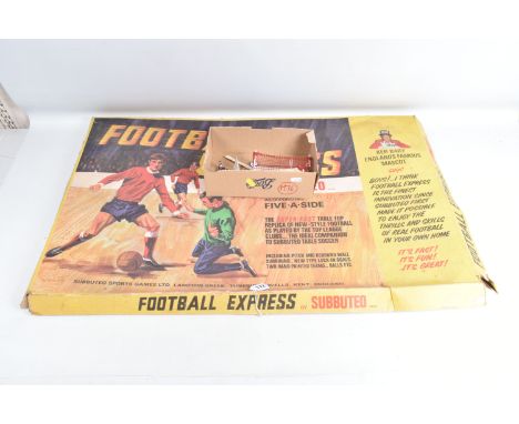 A BOXED INCOMPLETE SUBBUTEO FOOTBALL EXPRESS SET,  pitch and rebound wall complete and in fair condition except missing two o