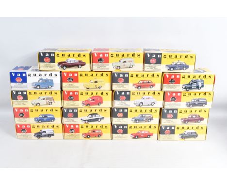 NINETEEN BOXED VANGUARDS PRECISION DIE CAST REPLICA 1:43 SCALE MODEL VEHICLES, model no.' s VA1012, VA3012, VA4000, VA5010, V