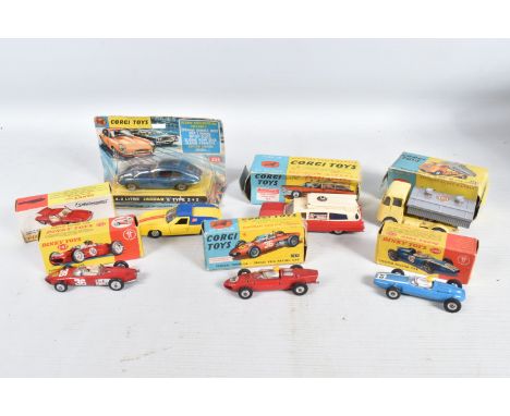 A QUANTITY OF BOXED CORGI AND DINKY TOYS MODELS, Corgi are Ferrari F1 Racing Car, No.154, Jaguar 4.2 litre E type 2 + 2, No.3