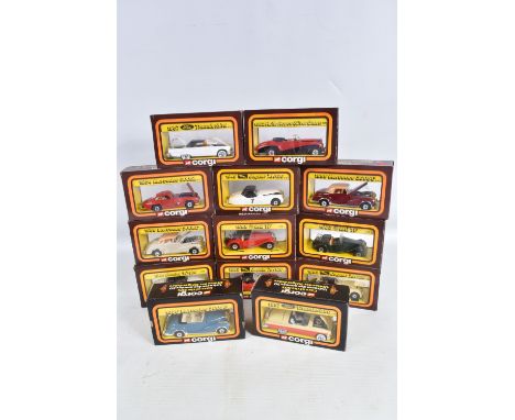 THIRTEEN BOXED CORGI 50'S CLASSICS DIECAST MODEL VEHICLES, to include a 1953 Jaguar XK120, model no. 803, a 1952 Jaguar XK120