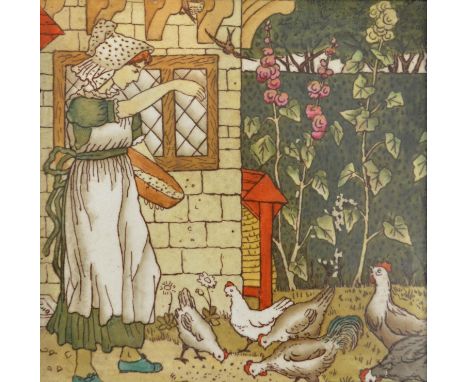 A Josiah Wedgwood & Sons Etruria, Months of the Year Tile, based on a design by Kate Greenaway, August, 15 cms square 